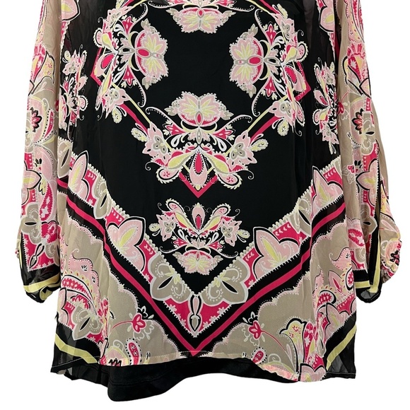 DANA BUCHMAN Oversized Top Black Pink Dolman Sleeve Lined Flowy Top Shirt sz M - Picture 4 of 16
